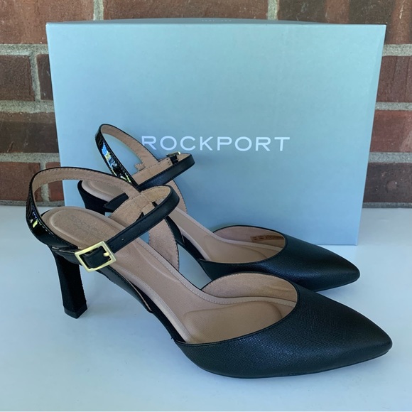 Rockport Shoes - Rockport Womens Total Motion Black Sheehan 2 Piece Pointed Toe Heels US 10 M